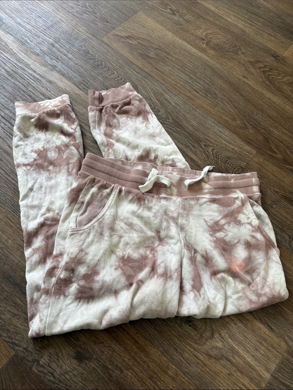 Kids Tie-Dye Jogger Pants - Dusty Pink & Cream